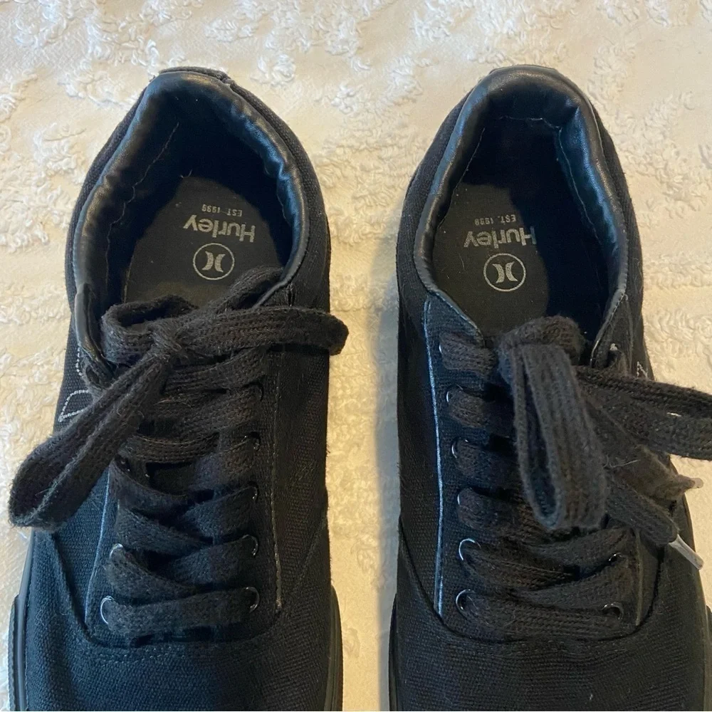 HURLEY ARLO Unisex Canvas Sneakers Black Sz9M Skater Grunge Punk Goth Streetwear
